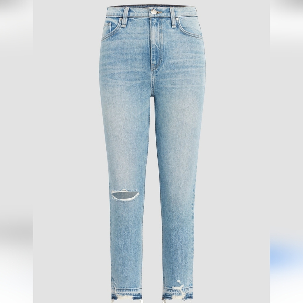 HUDSON JEANS WOMENS DISTRESSED ANKLE FRAY HIGH RISE light Wash Revolve 27 Y2k